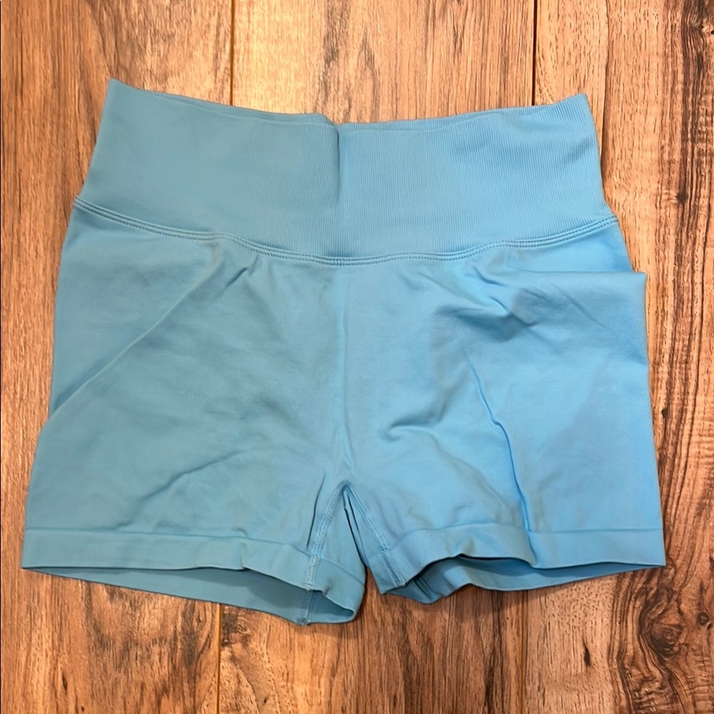 High Waist Blue Athletic Shorts